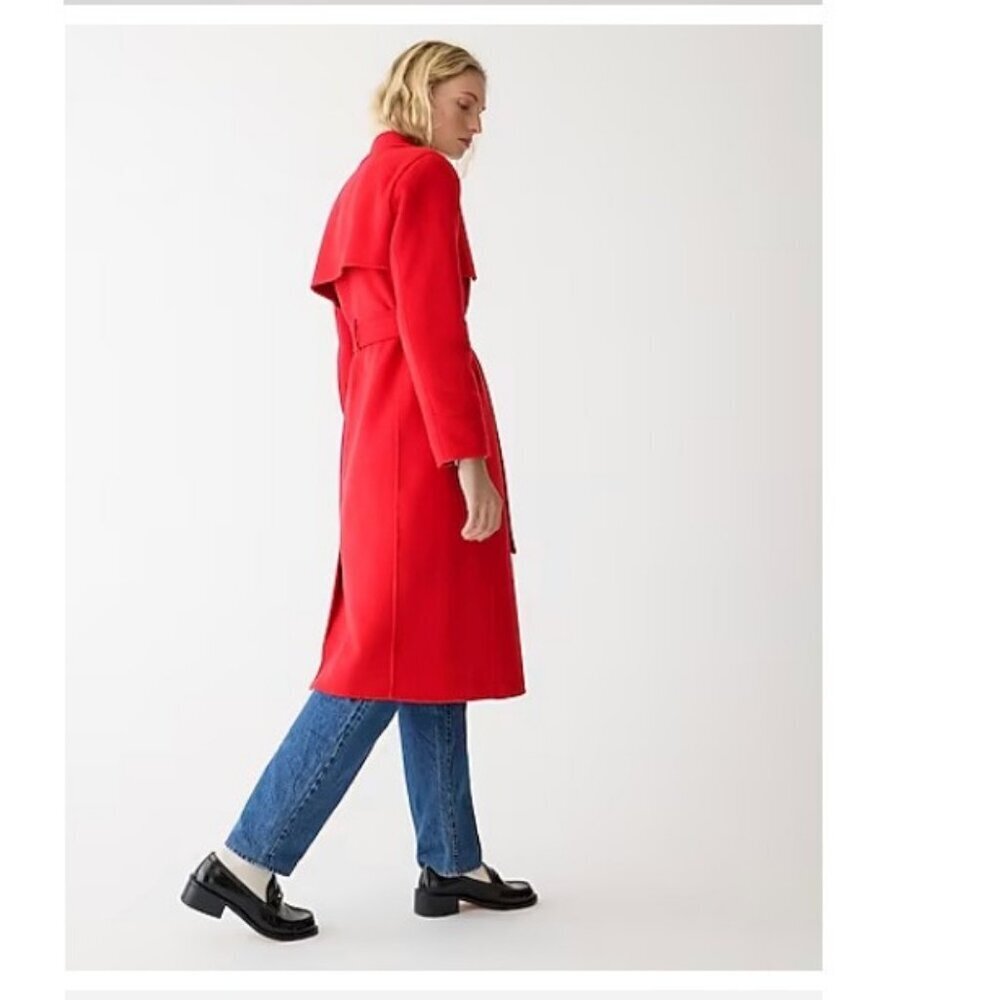 J.Crew $398 Petite Harriet Trench Coat Holiday Red Size PS BV873 - Picture 3 of 8